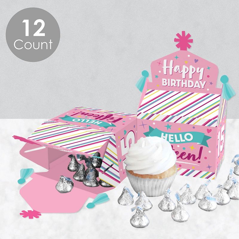 Big Dot of Happiness Adult 50th Birthday - Gold - Square Favor Gift Boxes - Birthday Party Bow Boxes - Set of 12