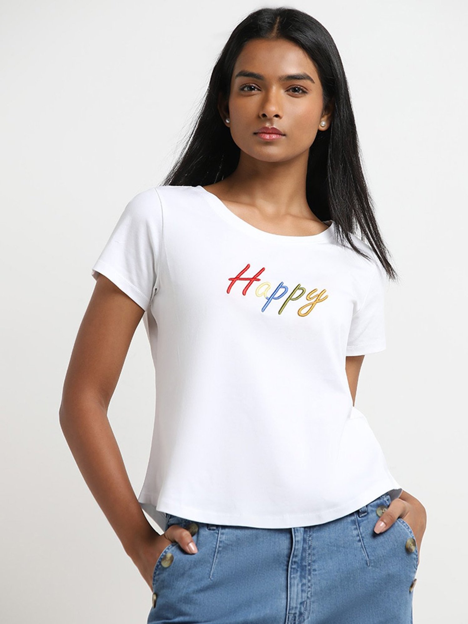 LOV by Westside White Text Embroidered T-Shirt