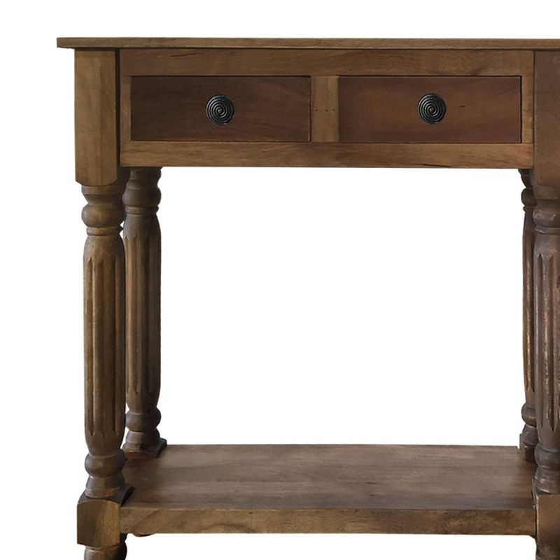 Traditional Wooden Console Table with 4 Drawers and Turned Legs Brown - The Urban Port