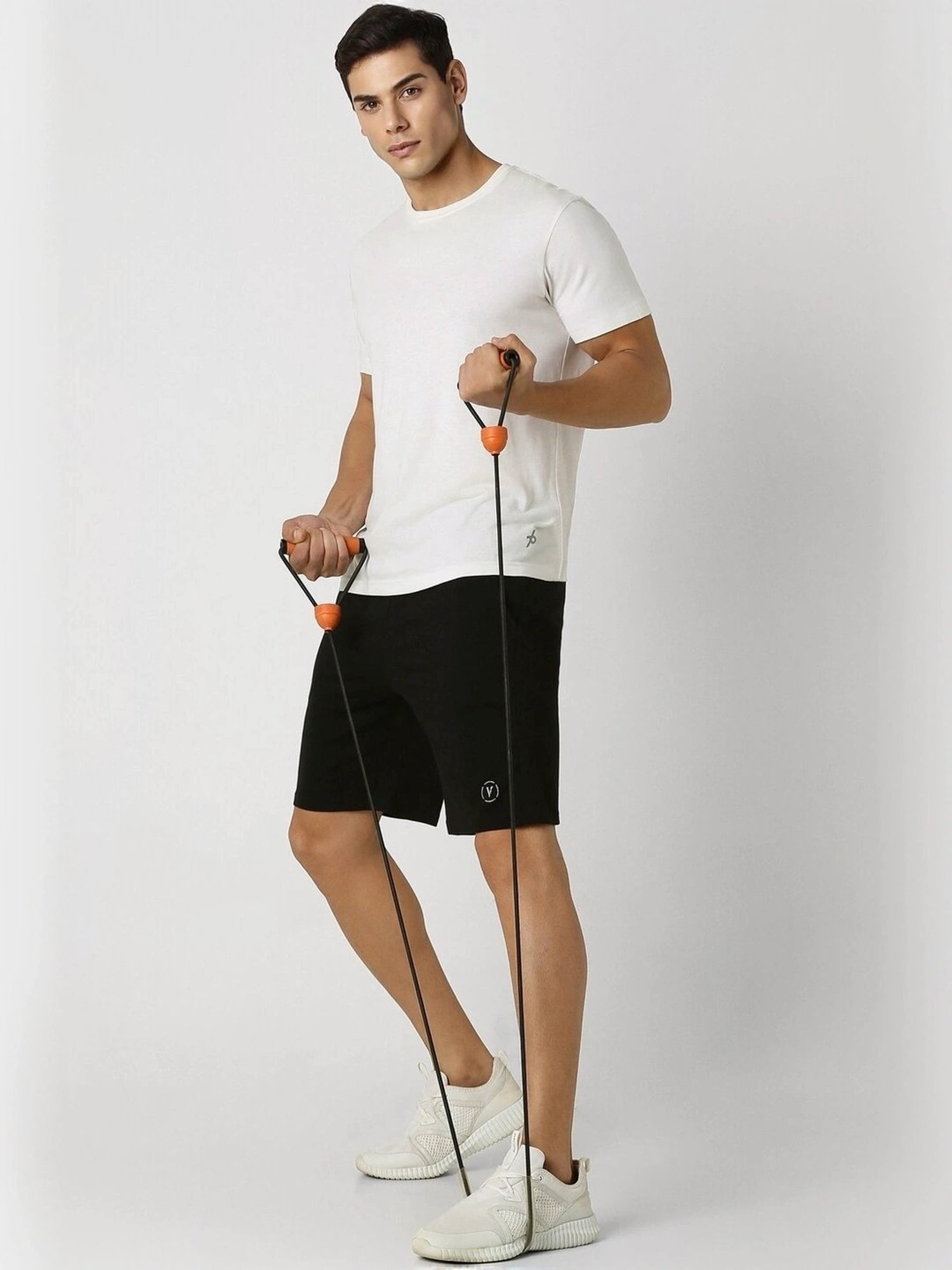 Adidas White Regular Fit Striped Sports Shorts