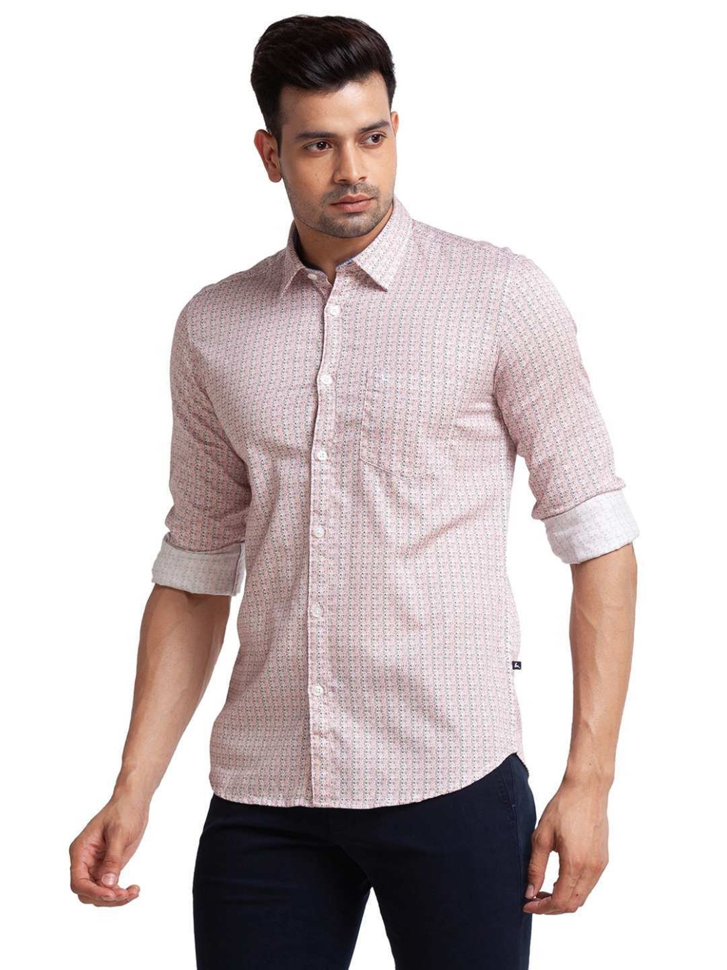 Parx White Pure Cotton Slim Fit Printed Shirt