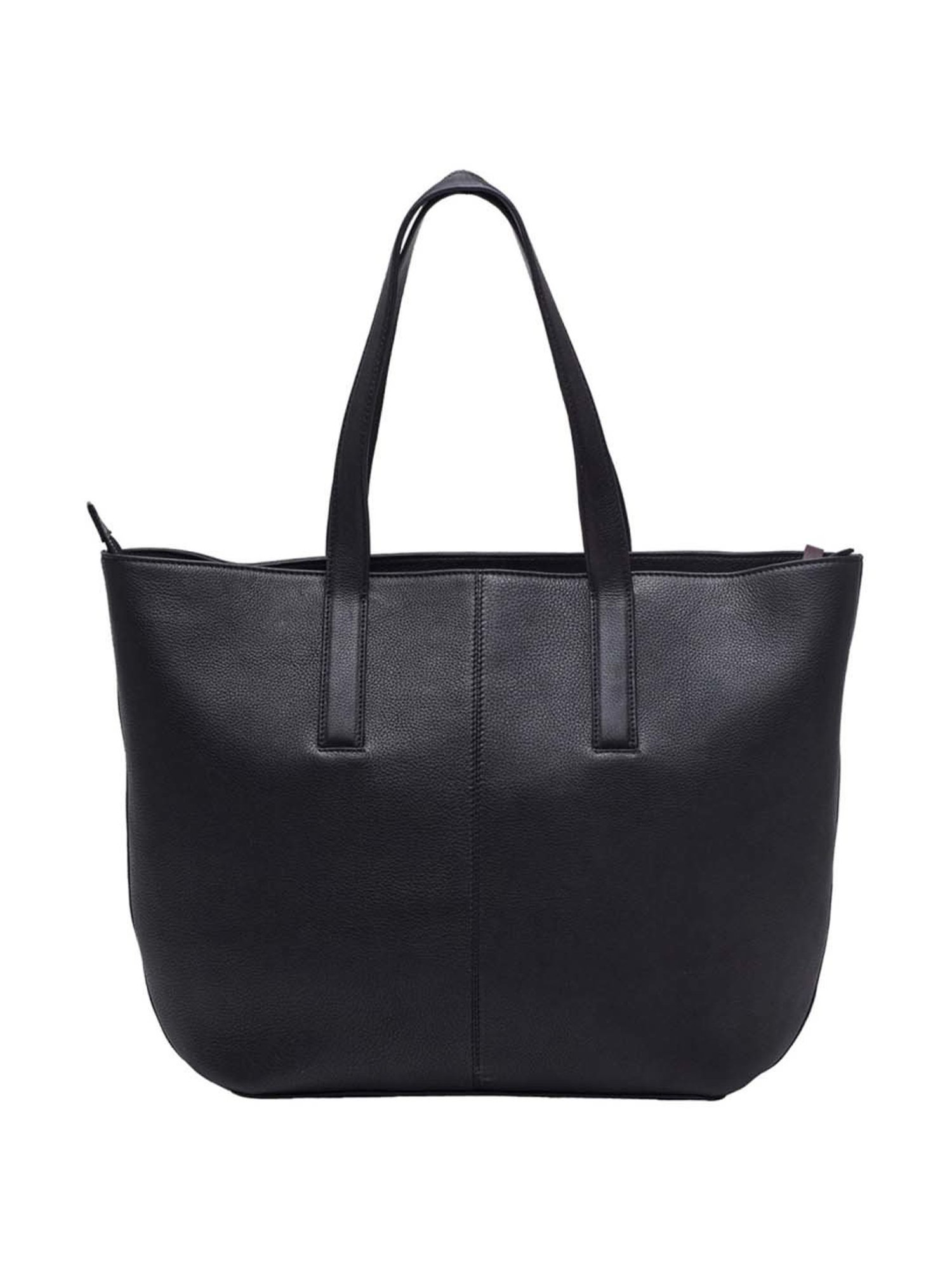 Tohl Black Solid Extra Large Tote Handbag with Pouch