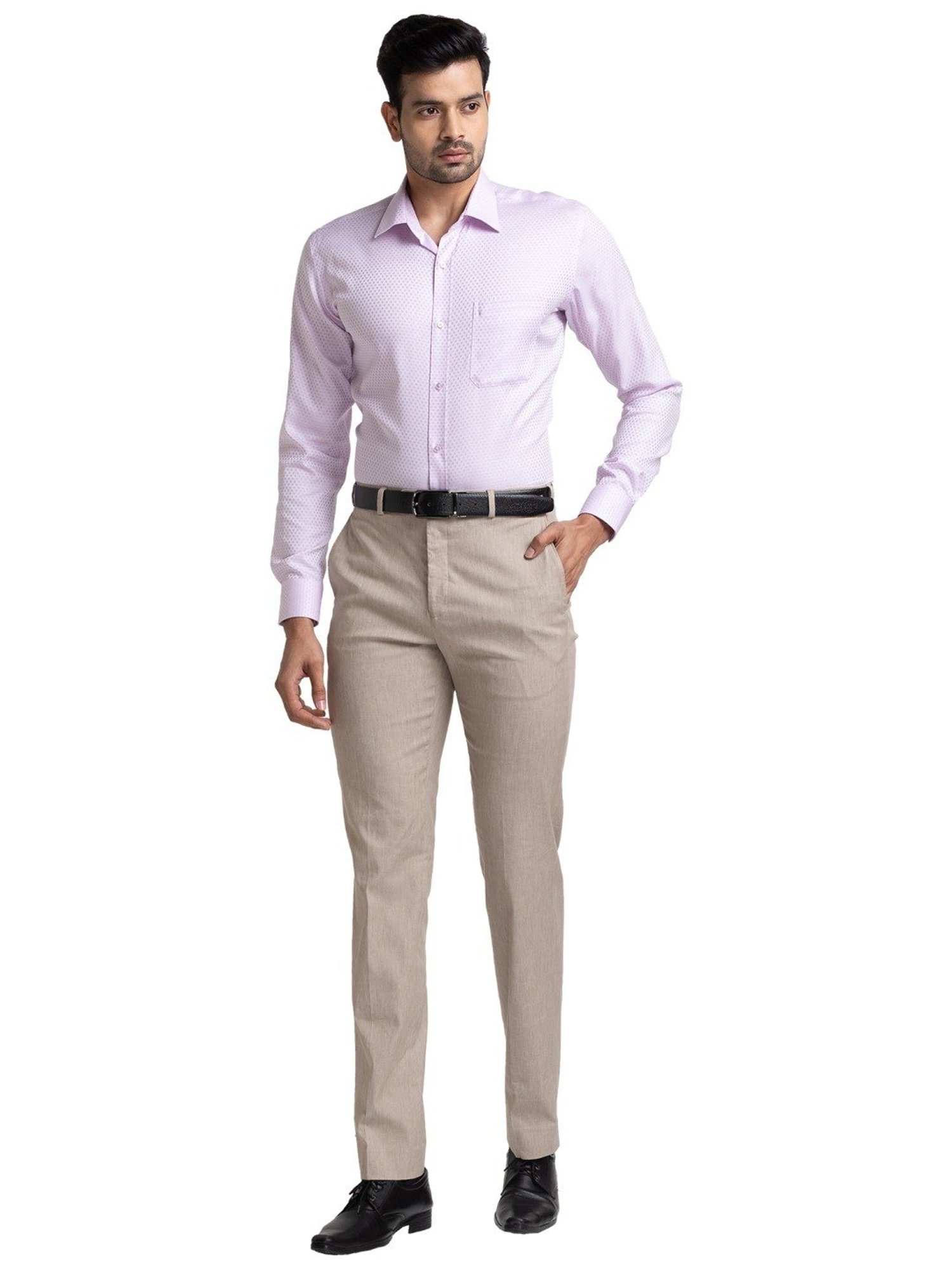 Raymond Beige Contemporary Fit Trousers