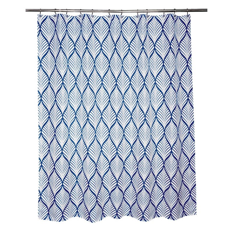 Deco Leaf Shower Curtain Navy/White - Moda at Home