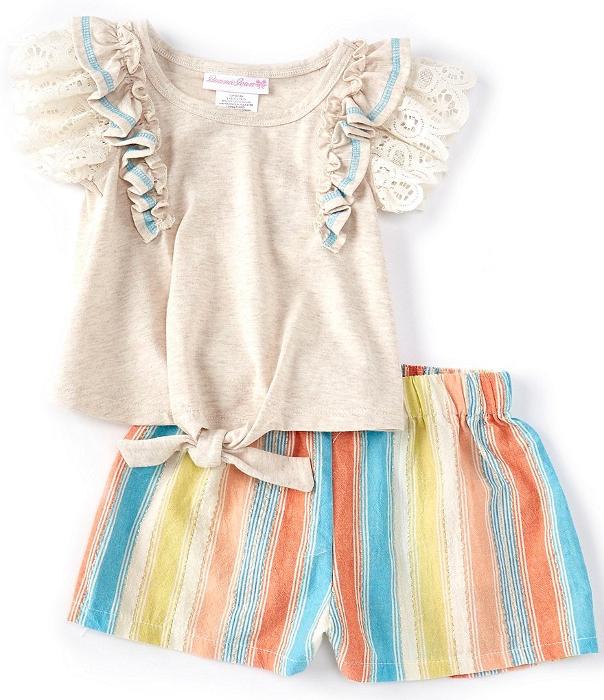 Ally B Big Girls 7-16 Flutter-Sleeve Dotted Top & Shorts Set