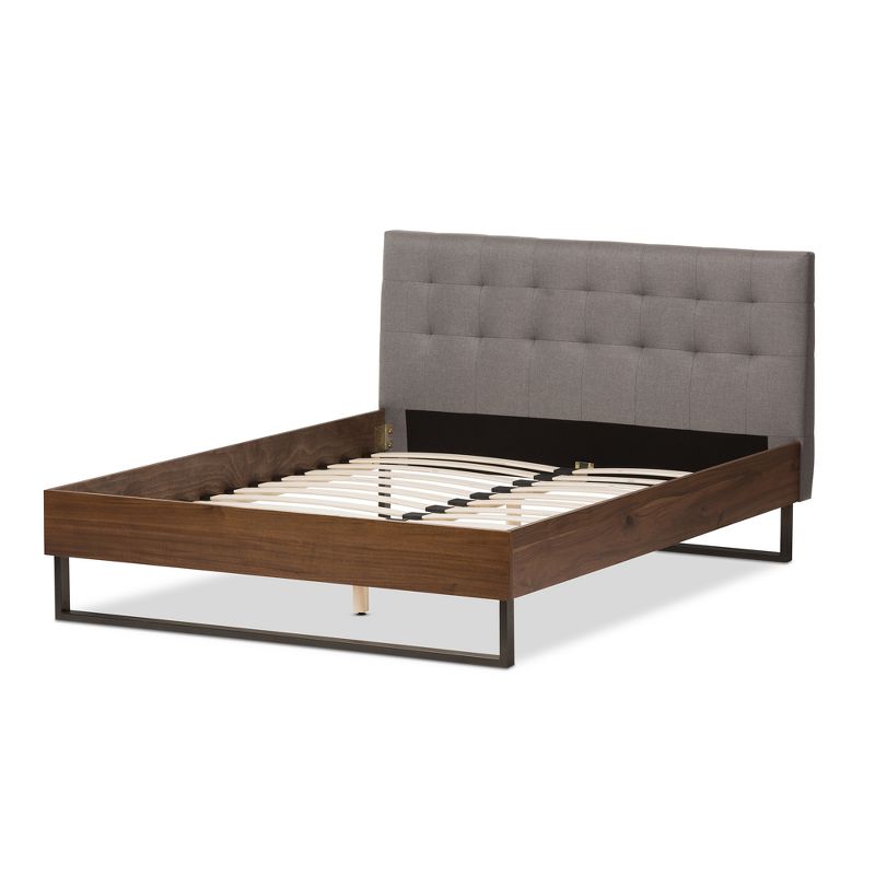 Jupiter Mid Tufted Platform Bed - Queen - Gray - Baxton Studio