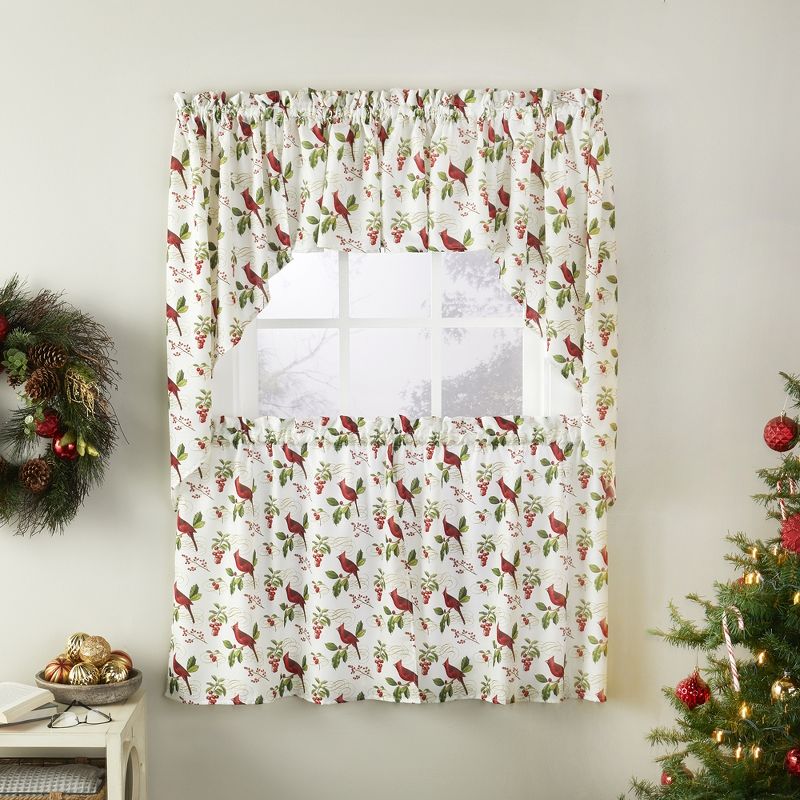SKL Home Cardinals & Berries Nature Themed Decorating Window Swag Valance - 58 x 36, Multicolored