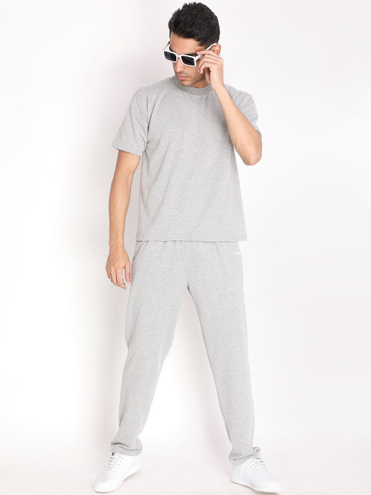 Chkokko Light Grey Cotton Relaxed Fit Track Pants