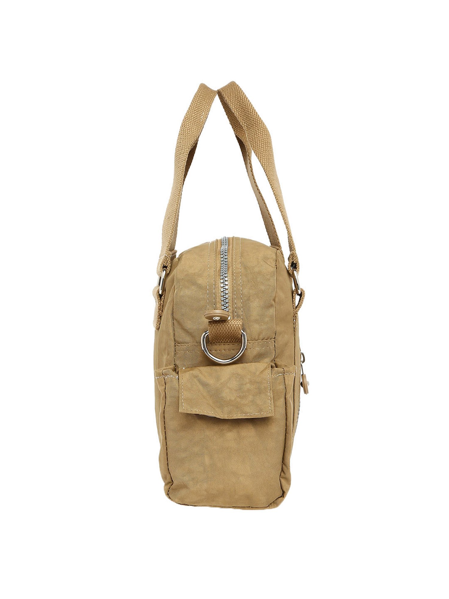 Baomi Beige Solid Medium Handbag