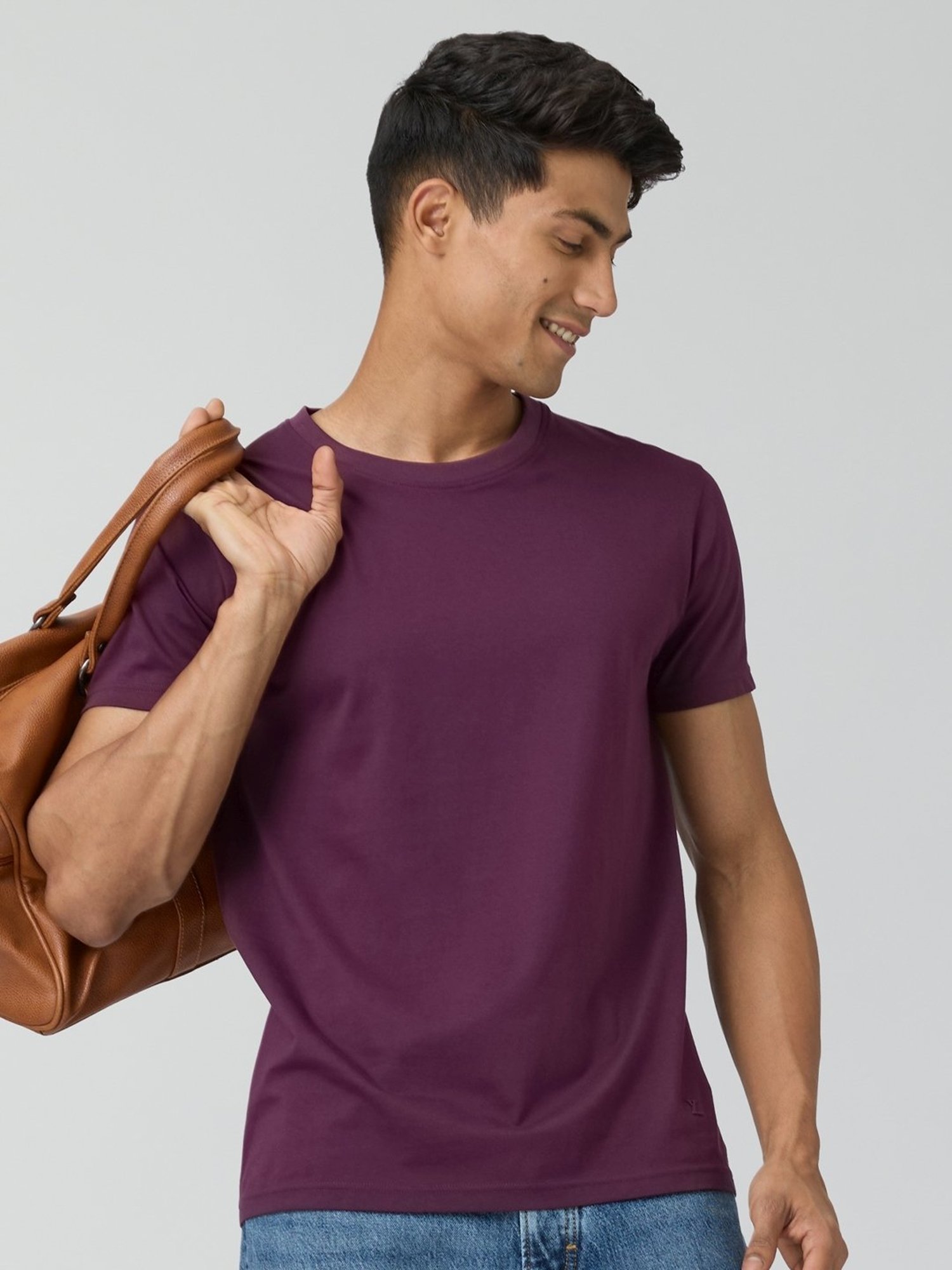 XYXX Plum Red Cotton Regular Fit Polo T-Shirt