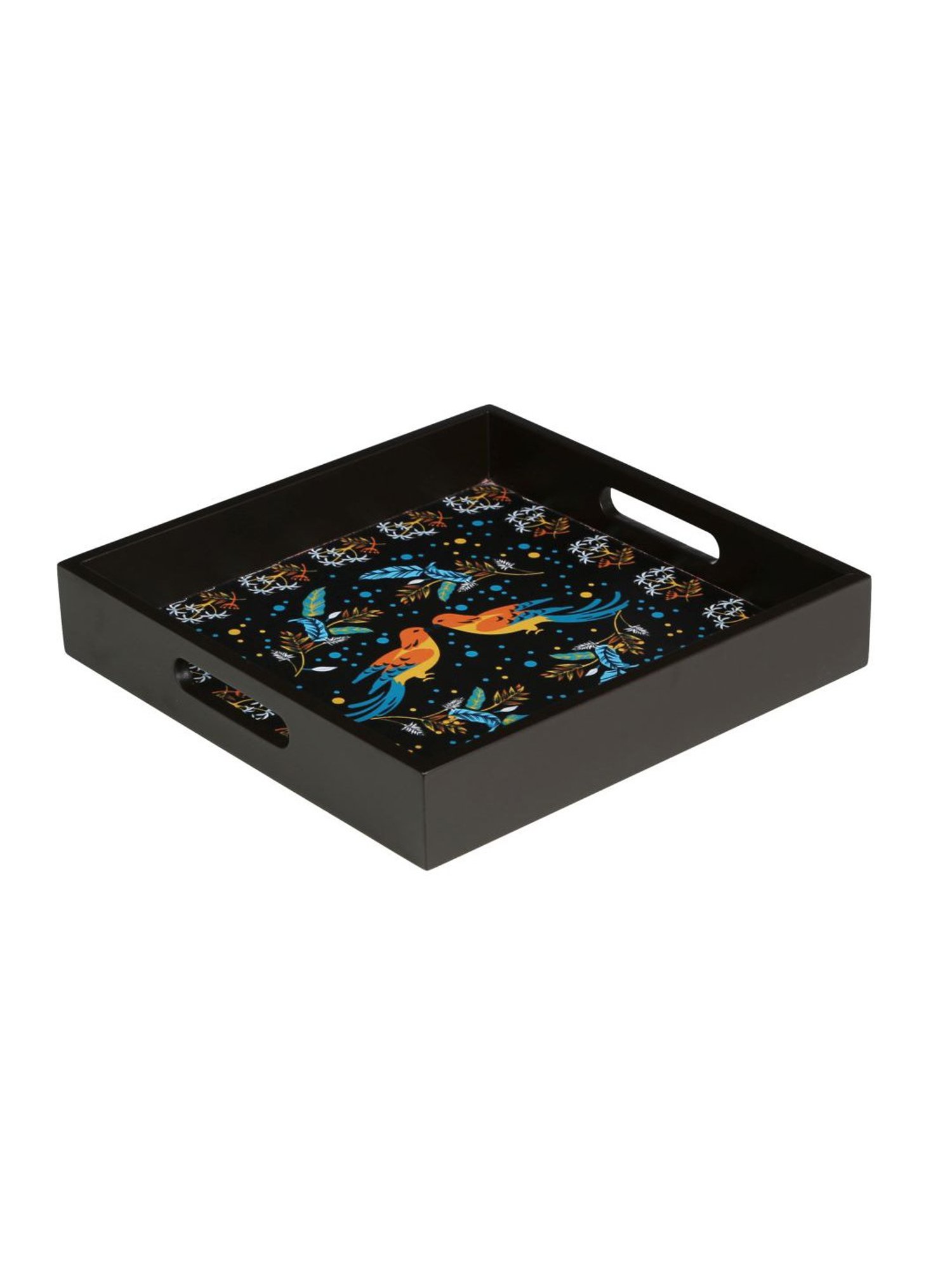 Crayton Birds Printed MDF Square Serving Tray - Set of 1