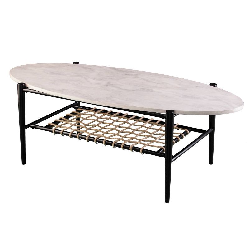 Relckin Faux Marble Cocktail Table White/Black - Holly & Martin