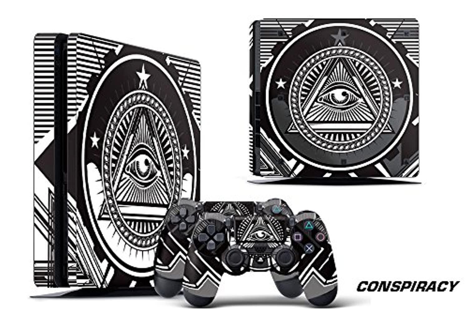 247 skins graphics kit sticker decal compatible with ps4 playstation 4 slim and dualshock controllers - conspiracy