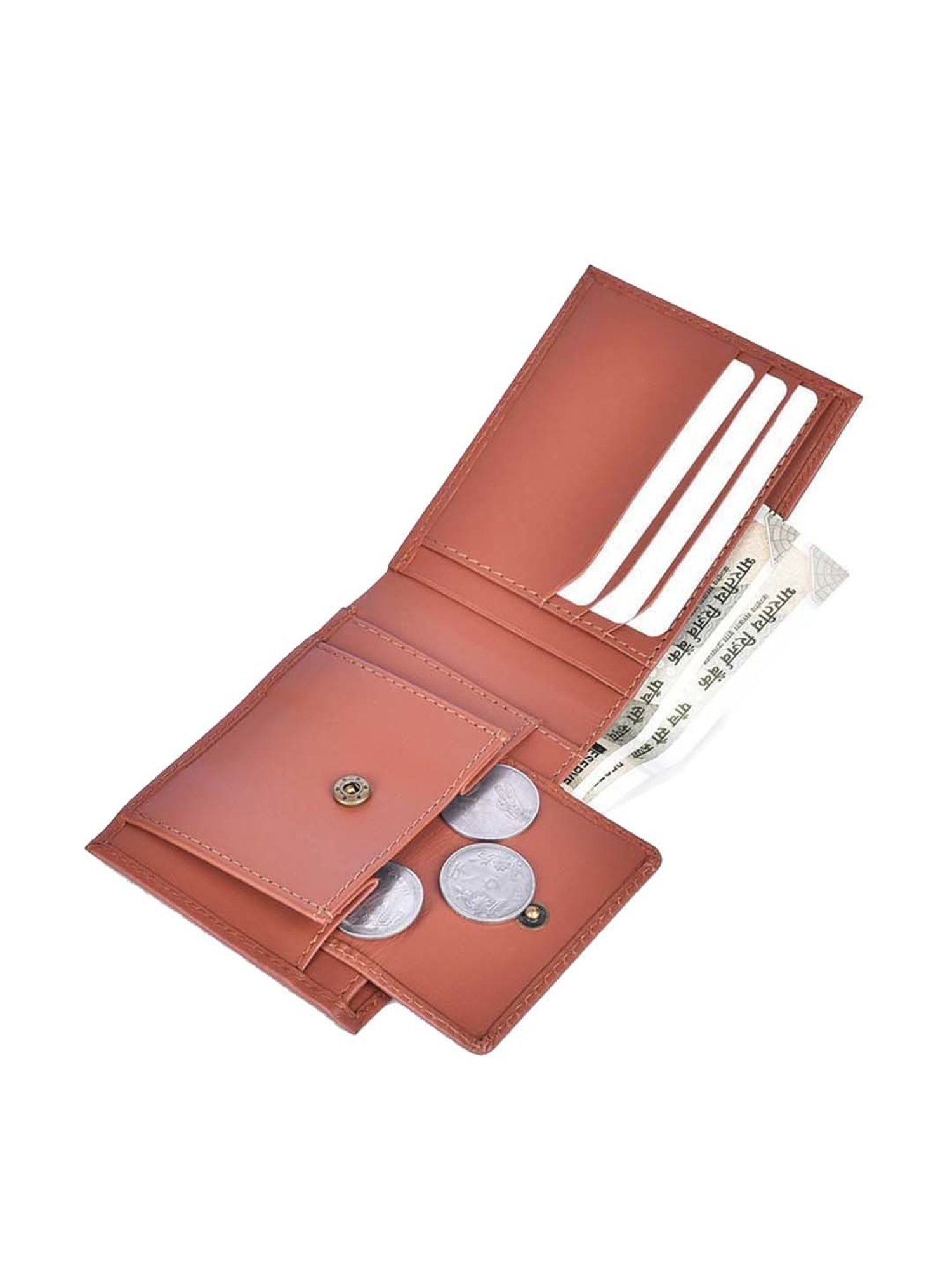 BELWABA Tan Casual Leather Bi-Fold Wallet for Men