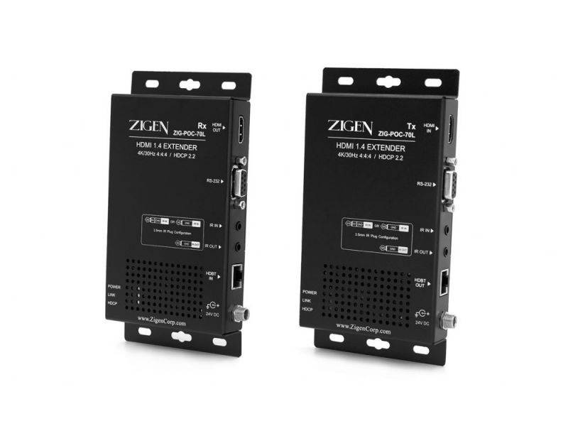 Zigen ZIG-POC-70L 4K 10.2Gbps HDMI/HDBaseT Extender (Transmitter/Receiver) Set with RS232/IR/POC up to 35m