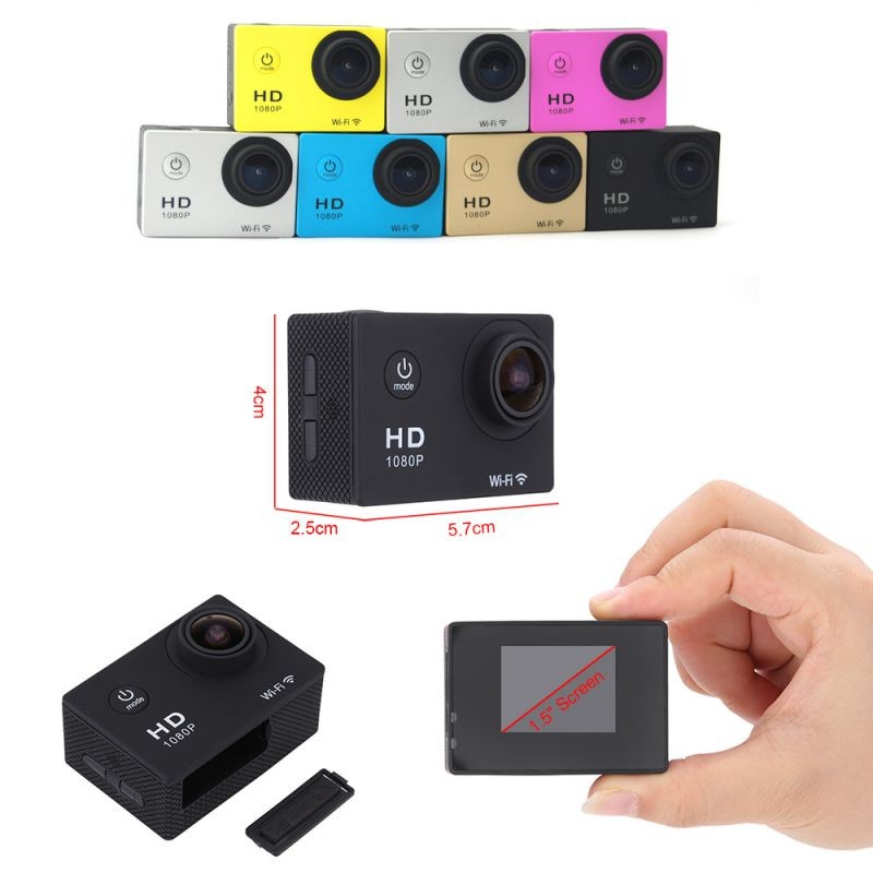 W8 1080P 30FPS 12MP Wifi Waterproof 30M Shockproof 170&deg; Wide Angle 1.5" Screen Outdoor Action Sports Camera Camcorder Digital Cam Video HD DV Car DVR