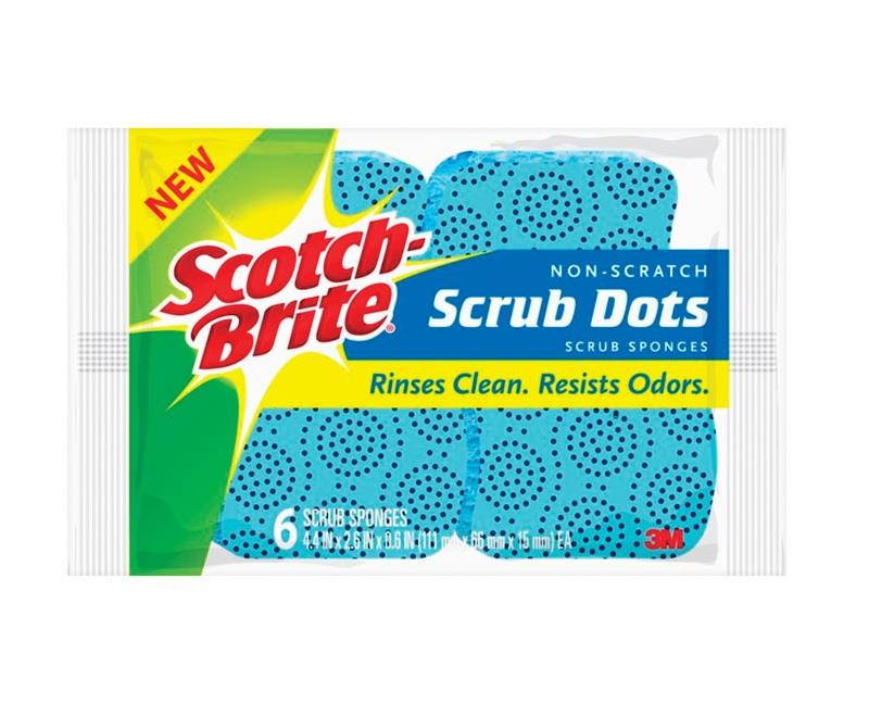 Scotch-Brite Scrub Dots Non-Scratch Scrub Sponges, Blue, 6pk, 4 Pks/Ct