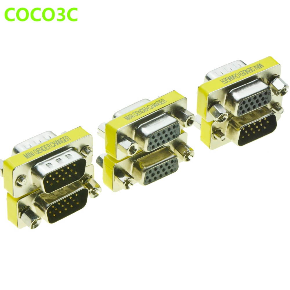 15pin VGA Female To Male Adapter Convertor Monitor DB15 Female to Female VGA RGB HDB Extender Male to Male Connector