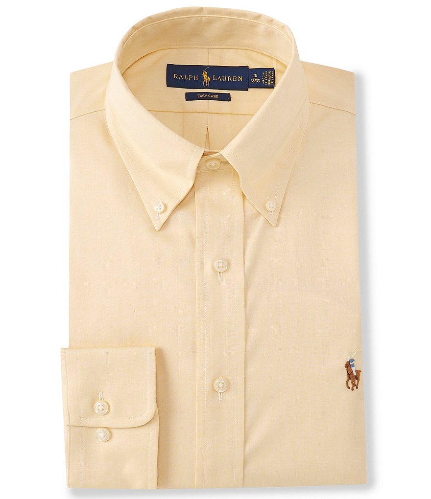 Gold Label Roundtree & Yorke Non-Iron Fitted Button-Down Collar Solid Dress Shirt