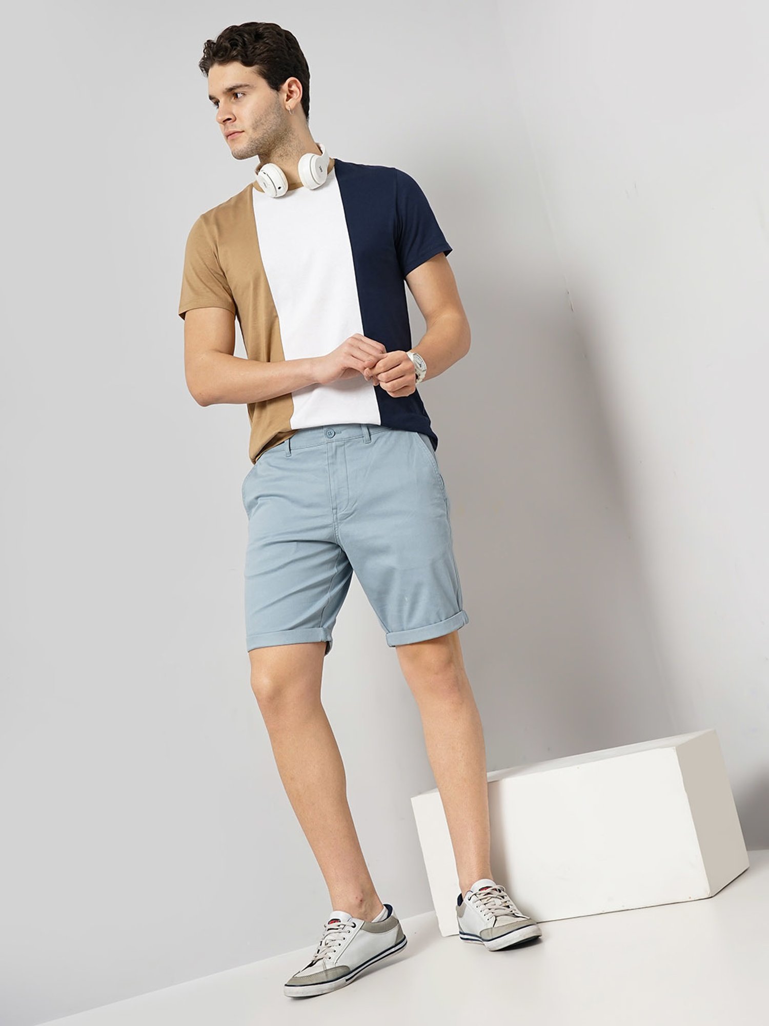 celio* Sky Blue Loose Fit Chino Shorts