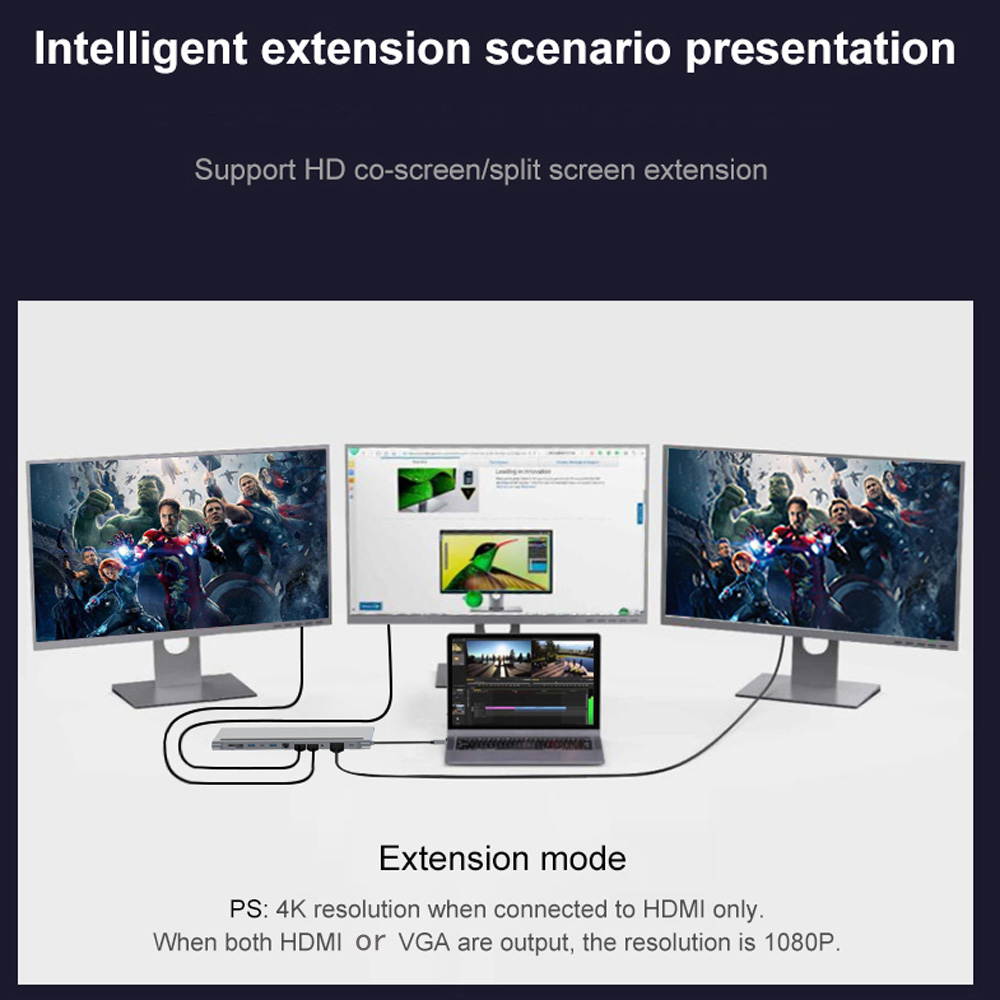 12-in-1 USB Type C HUB 4K Docking Station Dual HDMI Compatible with RJ45 VGA Gigabit 87W PD Adapter SD TF Card Reader USB 3.0 Hub
