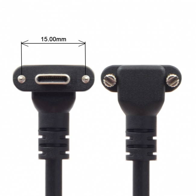 Cablecc 8.0M Down Up Angled USB 3.1 Type-C Dual Screw Locking to USB3.0 Data GL3523 Repeater Cable 90 Degree for Camera Oculus Quest Link