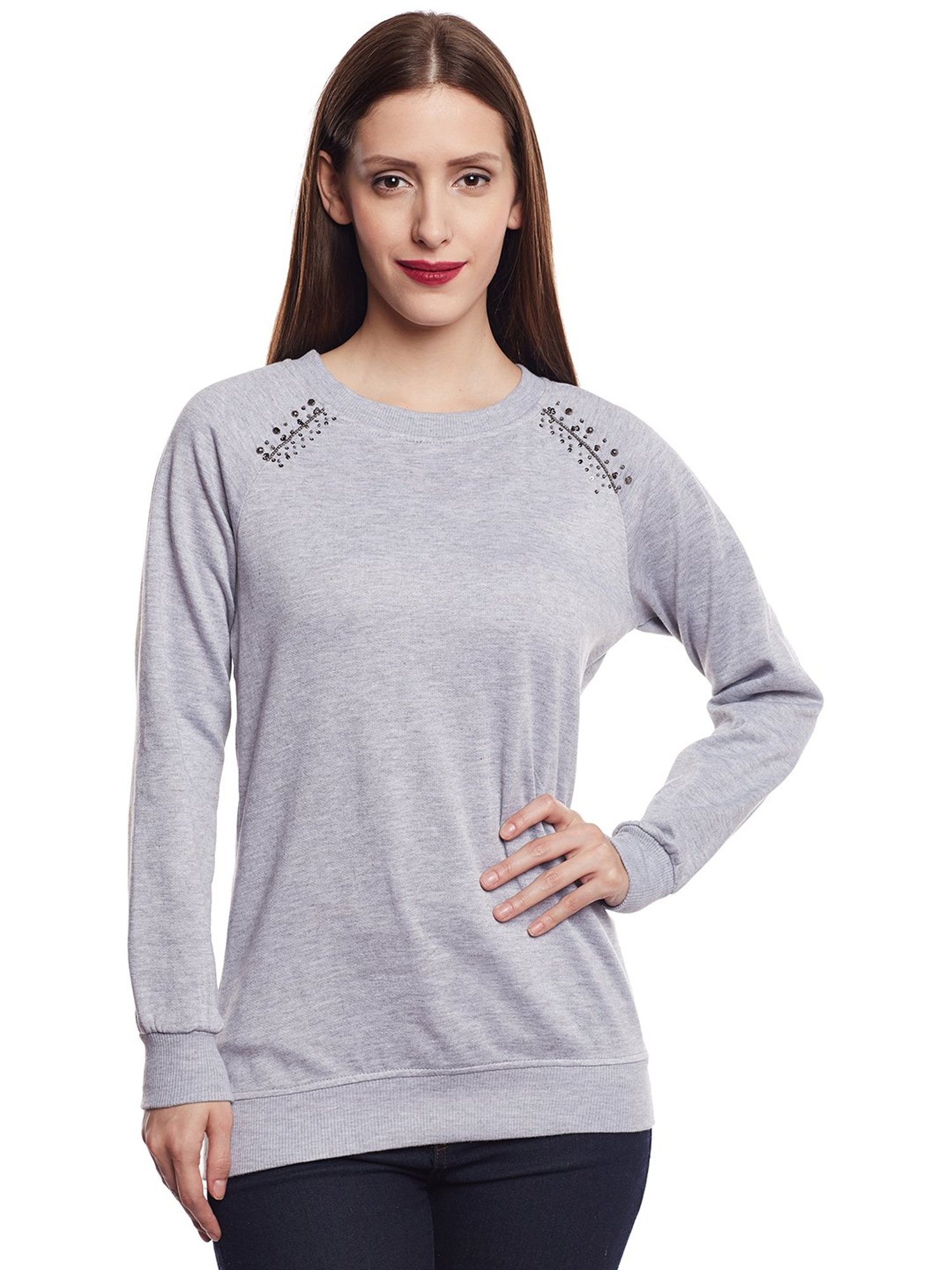 Belle Fille Grey Embellished Sweatshirt