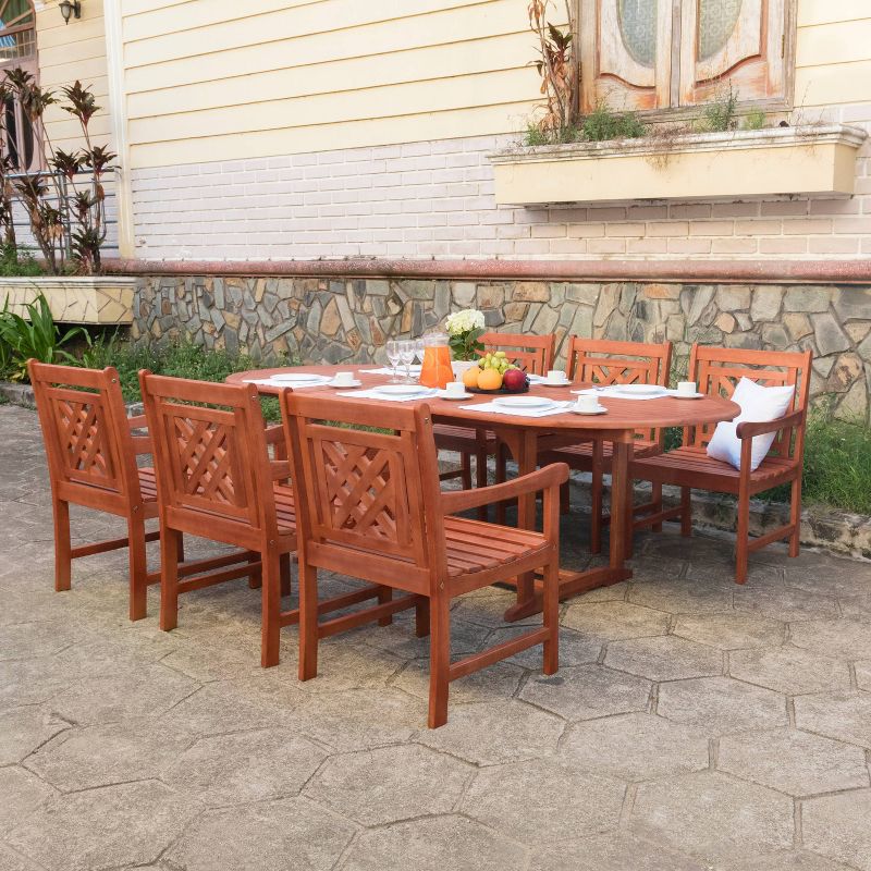 Malibu 7pc Wood Extendable Outdoor Patio Dining Set - Tan - Vifah