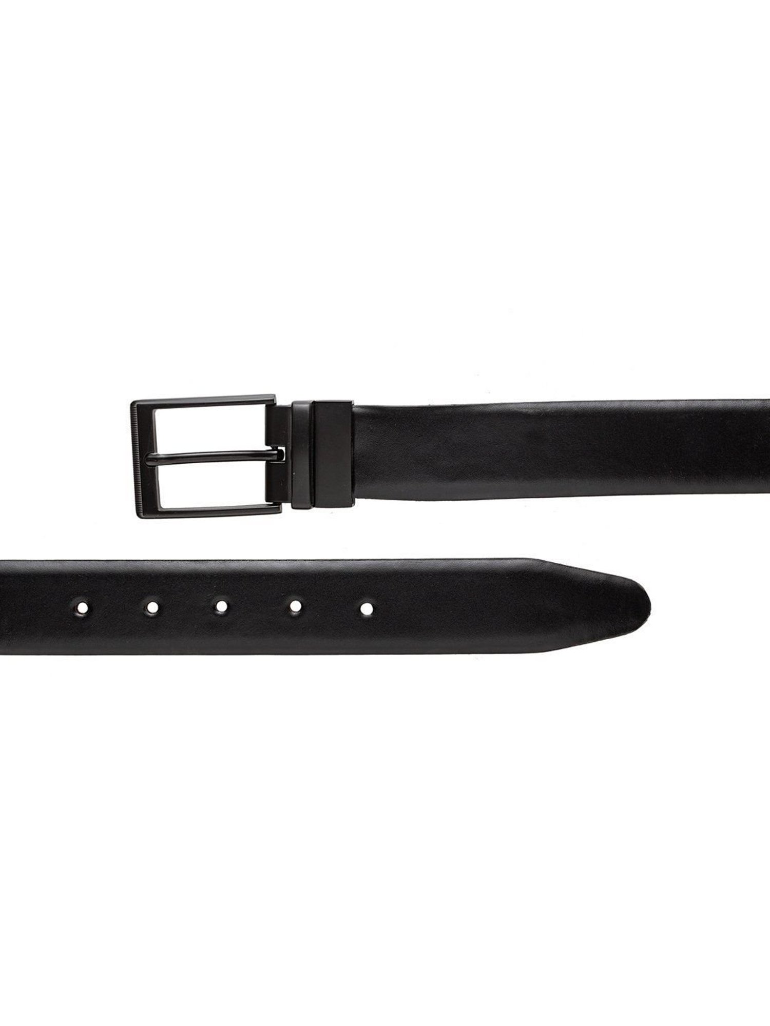 BELWABA Black Textured Formal Leather Belt for Men