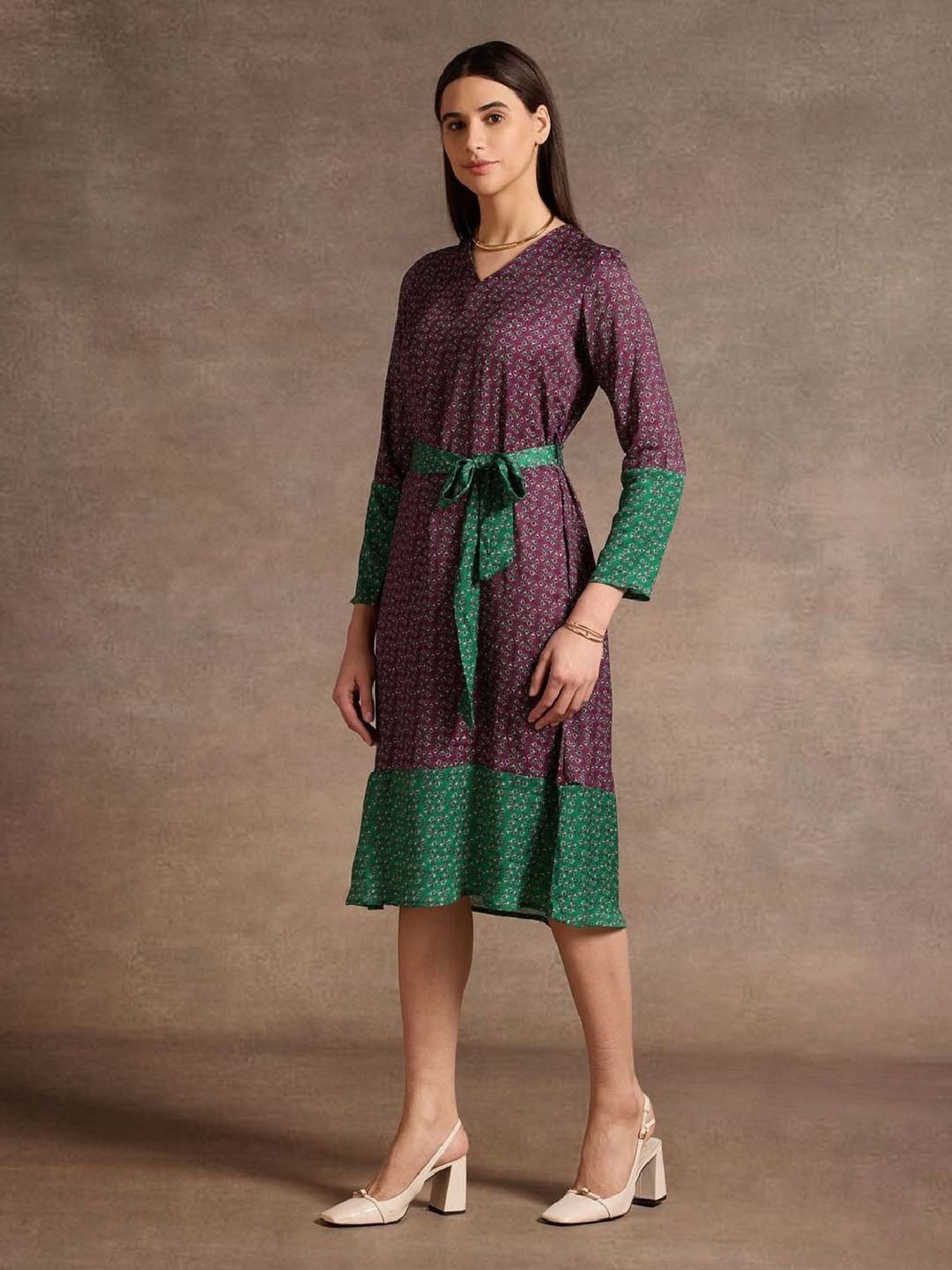 U.S. Polo Assn. Purple Printed A-Line Dress