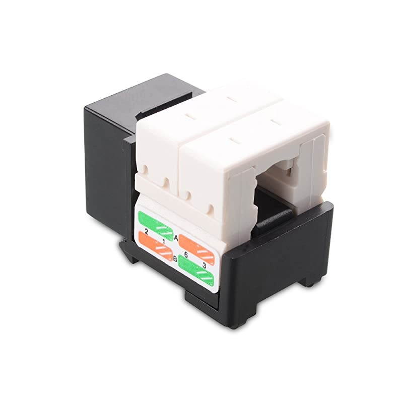 UL Listed 25Pack RJ45 Keystone Jack in Black with Keystone PunchDown Stand