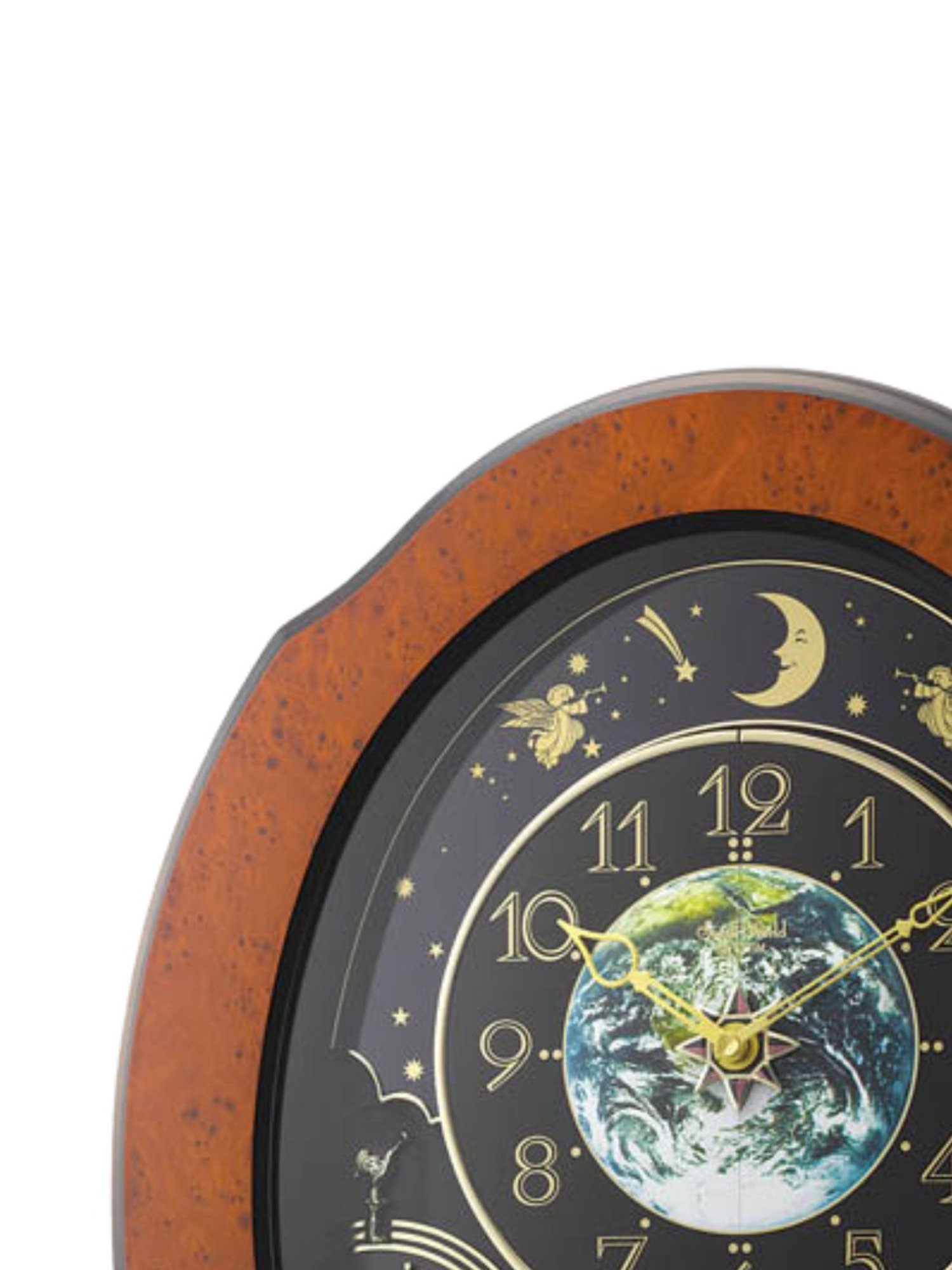 RHYTHM Brown Wood Stylish Oval Shaped Melodies In Motion Wall Clock