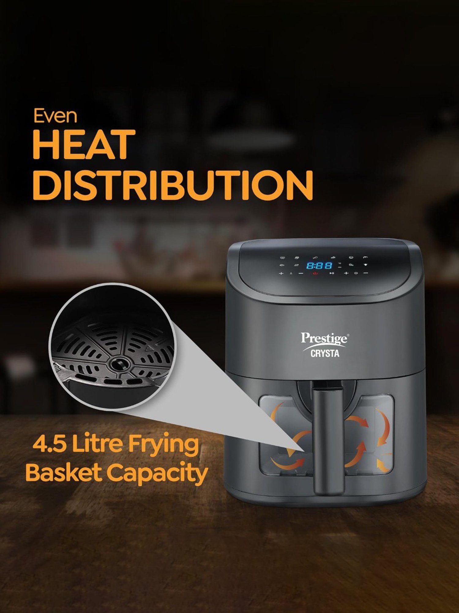 Prestige Nutrifry Black Plastic Electric Digital Touch Airfryer 4.5L