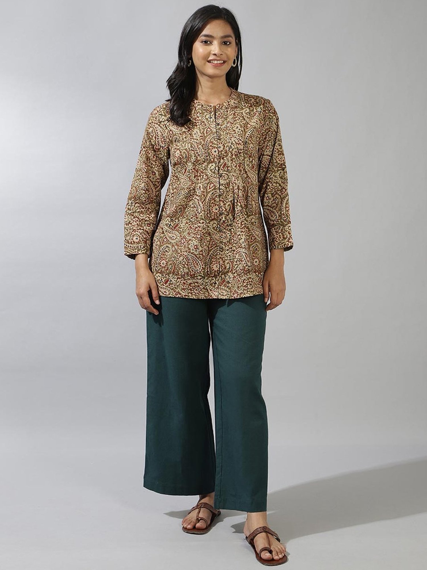 Fabindia Brown Cotton Printed Tunic