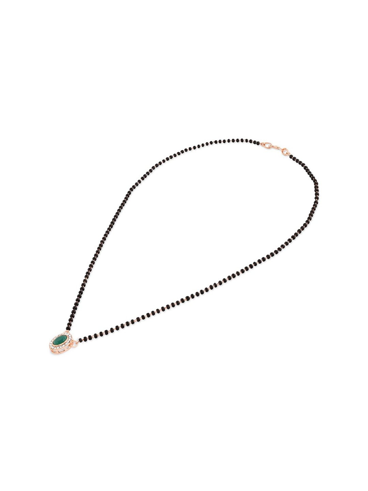 Abdesigns Gold-Plated American Diamond & Black Beaded Mangalsutra