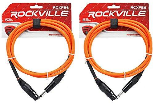 2 rockville rcxfb6o orange 6' female rean xlr to 1/4'' trs balanced cables ofc