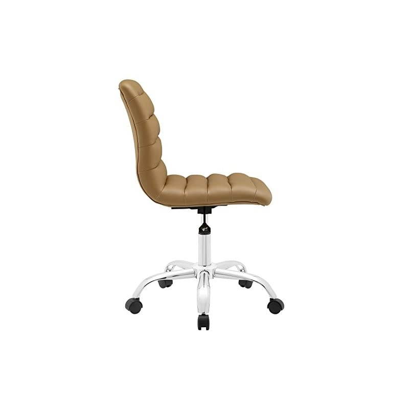 Ripple Ribbed Armless Mid Back Swivel Computer Desk Office Chair In Tan