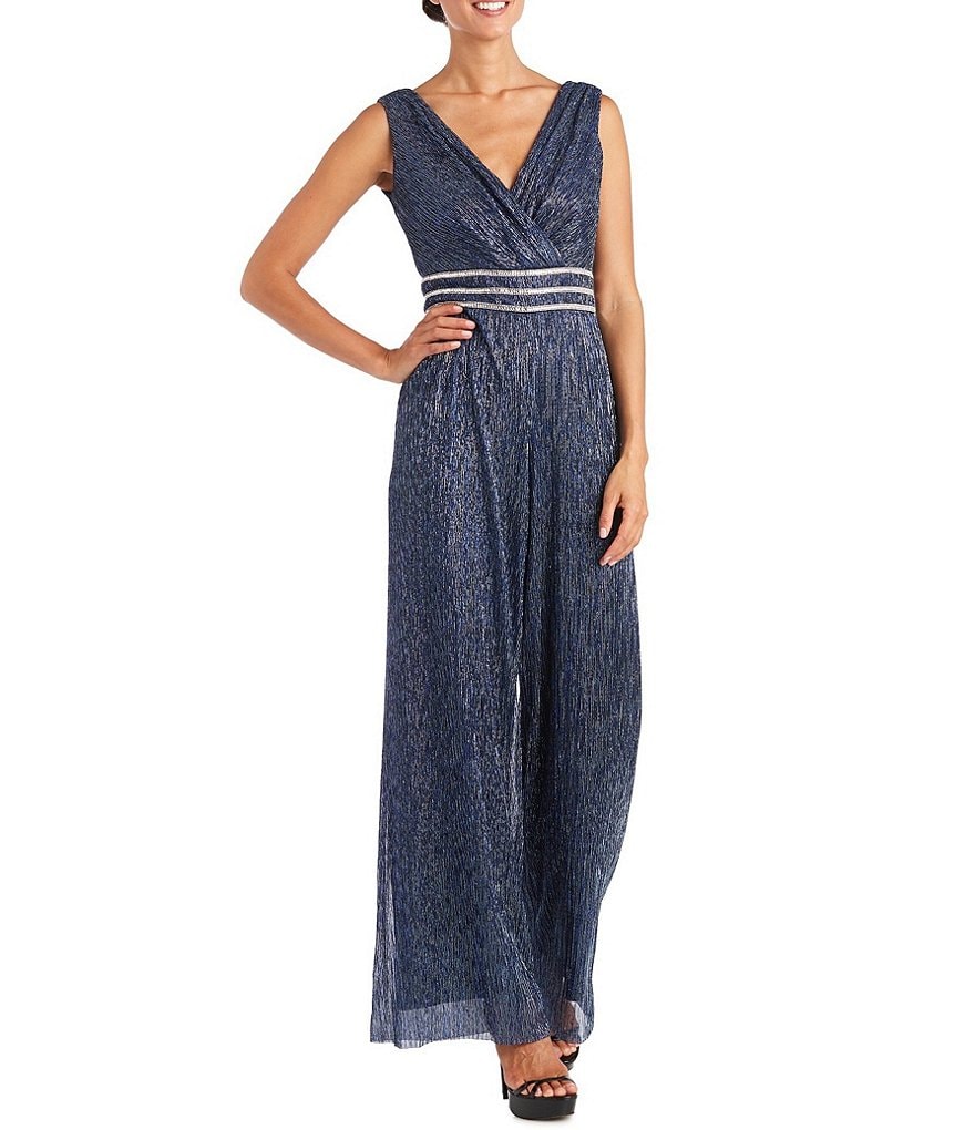 Ignite Evenings Foil Trim Asymmetric Cape Jumpsuit