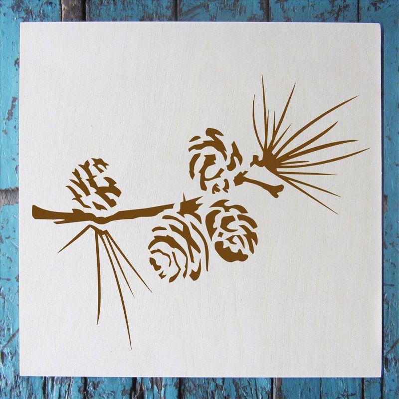 Stencil1 Pine Branch - Stencil 5.75" x 6"