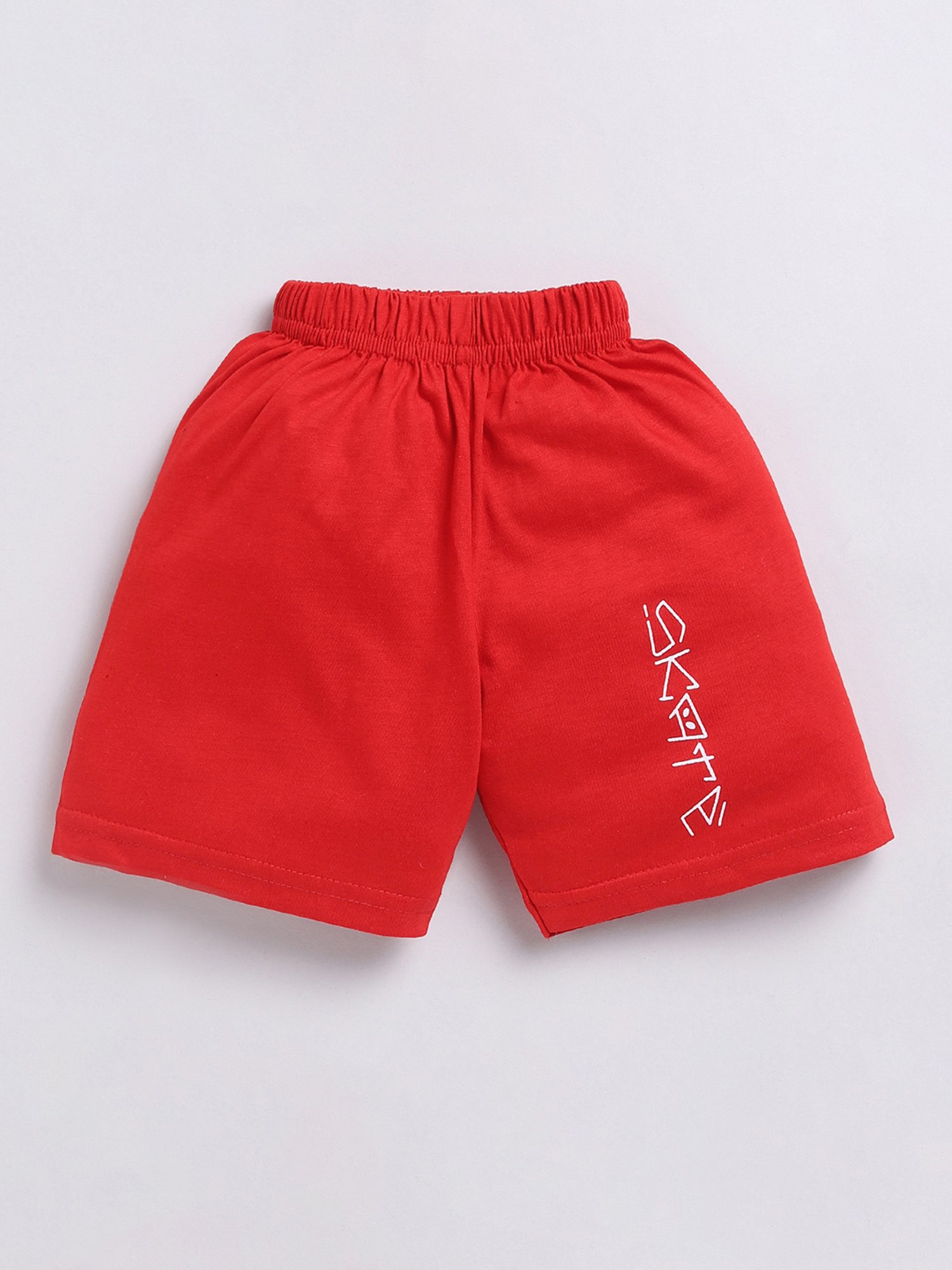 Todd N Teen Kids White & Red Printed T-Shirt with Shorts