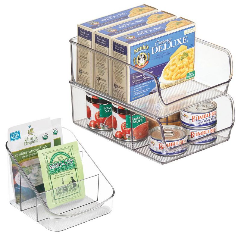 mDesign Plastic Kitchen Food Storage Organizer Bin Combo - Set of 3 - Clear