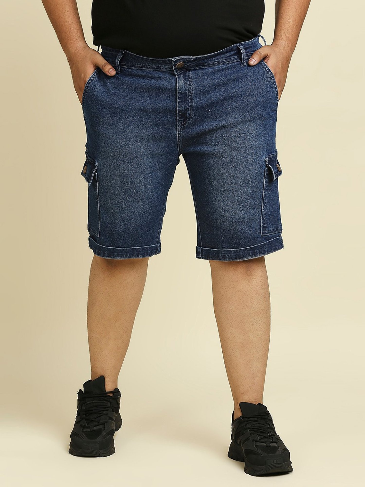 High Star Blue Slim Fit Plus Size Denim Shorts