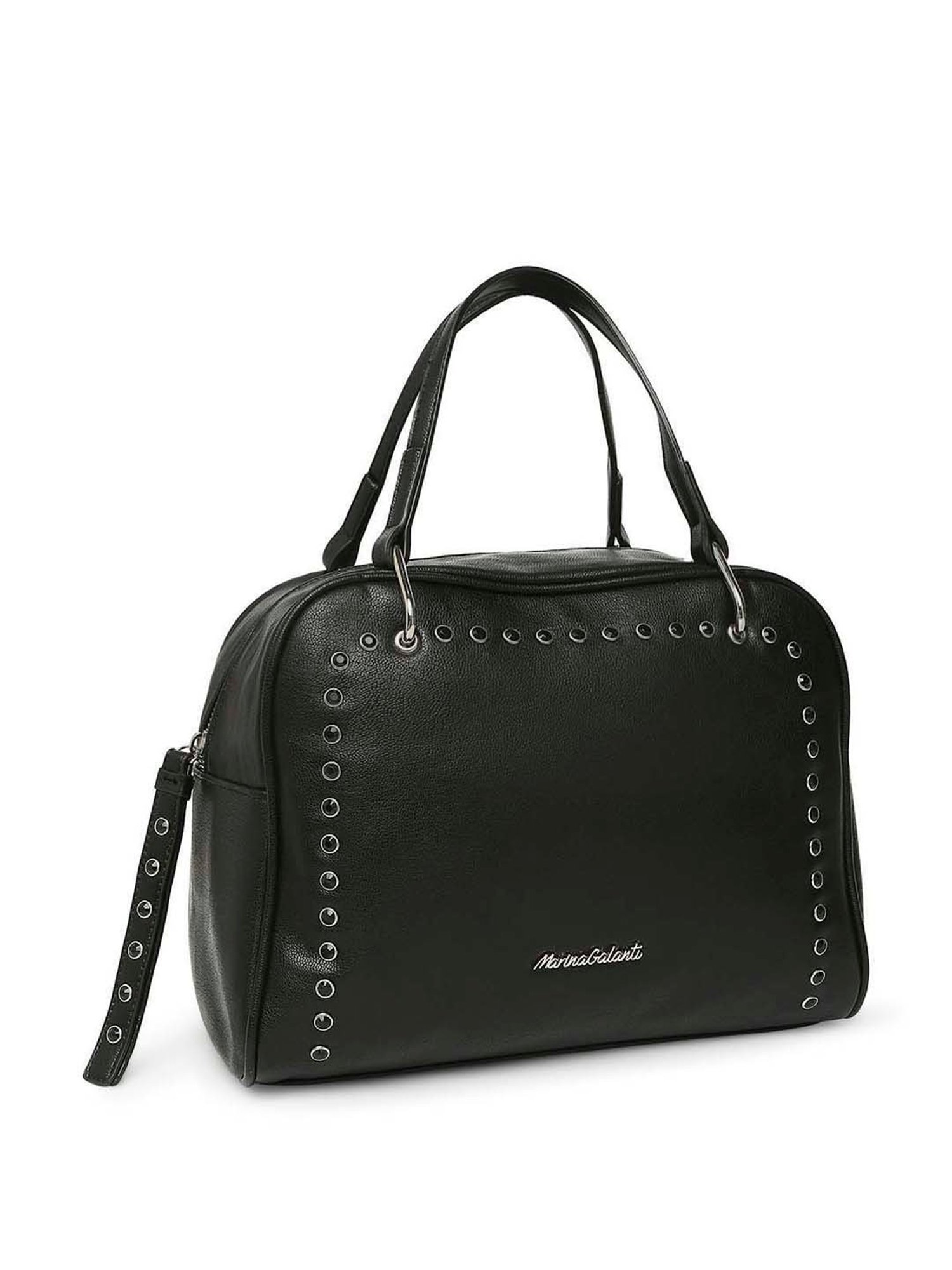 Marina Galanti Black Embellished Medium Bowler Bag