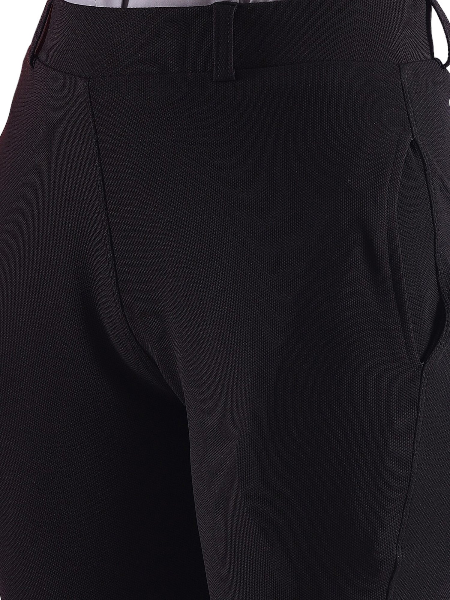 FITHUB Black Slim Fit High Rise Trousers