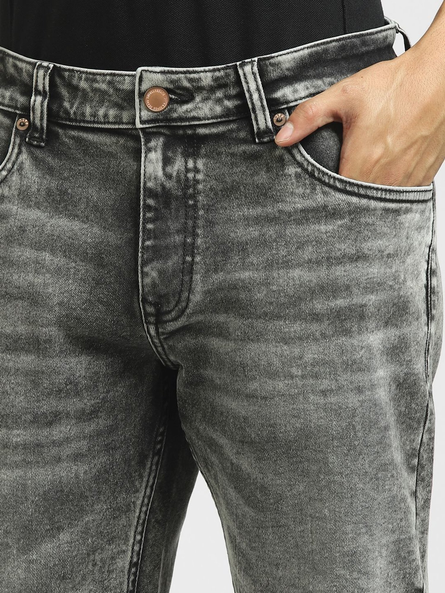 Jack & Jones Black Denim Cotton Regular Fit Denim Shorts