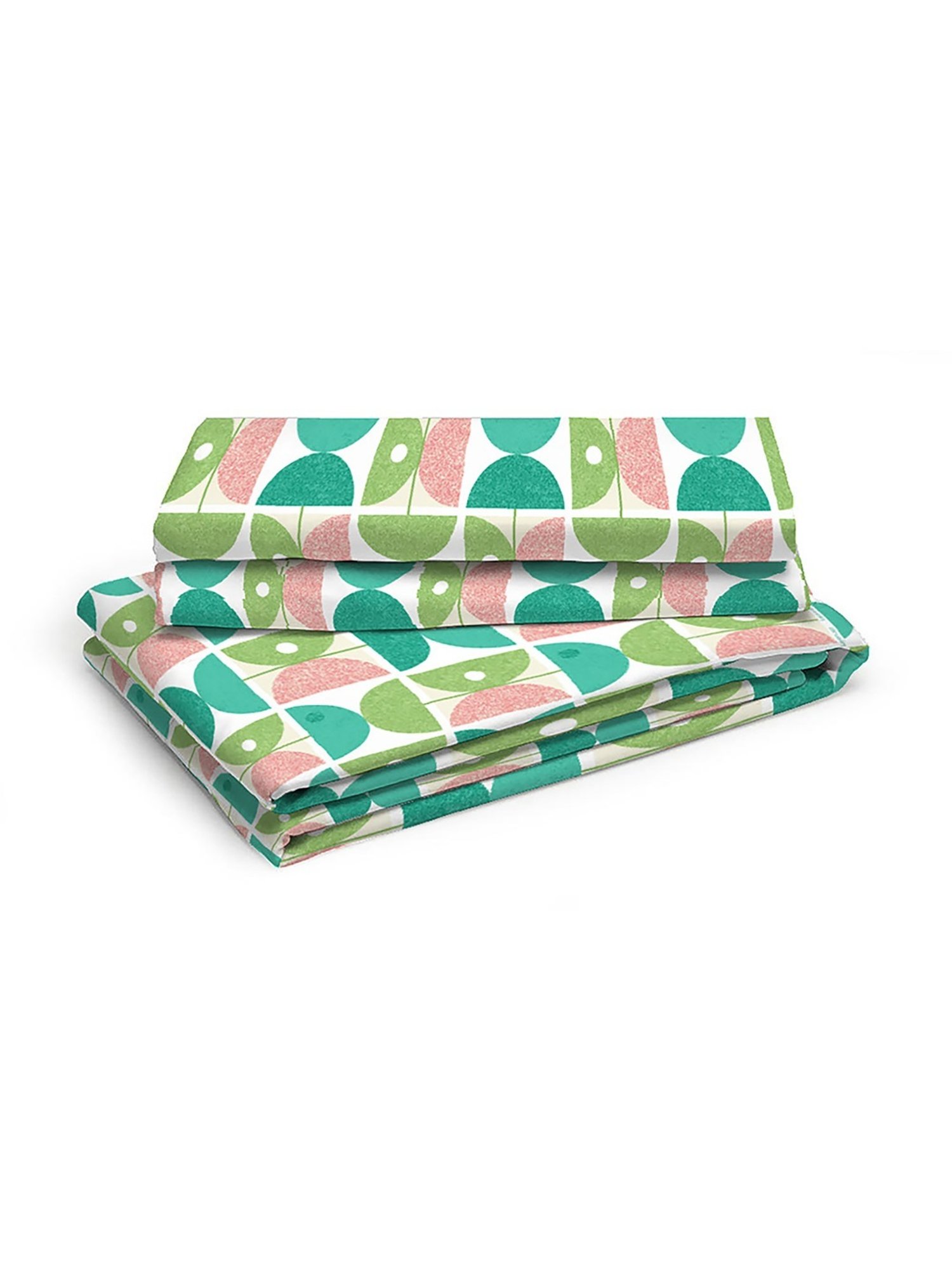 Layers Duracount Geometric Multicolor 225 TC Cotton Queen Bed Sheet with 2 Pillow Covers