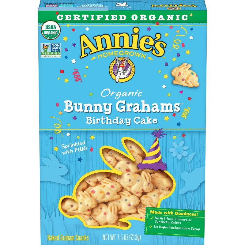 Annie's Organic Birthday Cake Bunny Grahams Baked Snacks - 7.5oz