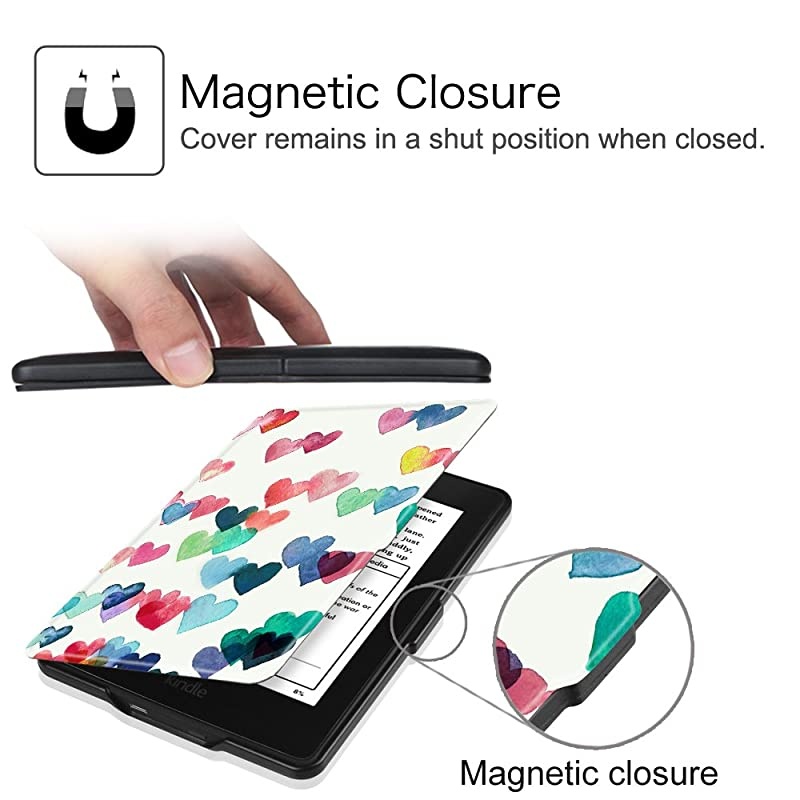 Slimshell Case for Kindle Paperwhite - Fits All Paperwhite Generations Prior to 2018 (Not Fit All-New Paperwhite 10th Gen), Raining Hearts