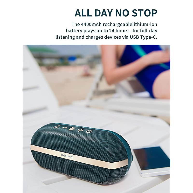 Portable Bluetooth Speakers 20W Wireless Speaker Loud Stereo Sound Rich Bass IPX7 Waterproof Floating TWS Stereo Pairing 24 Hours Bluetooth 50 Builtin Mic for Outdoors Camping Blue