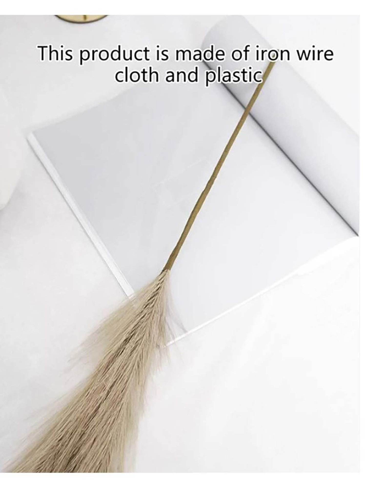 Homesake Natural Plastic Artificial Fluffy Pampas Grass Sticks For Vases - Set of 3